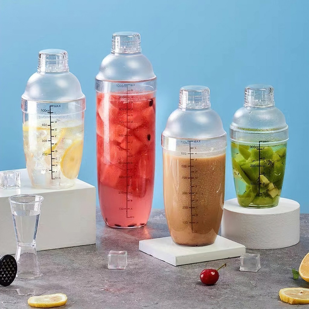 J Bình lắc Shaker pha chế nhựa chia vạch đen 350ml-1000ml,Chày bar dầm ...