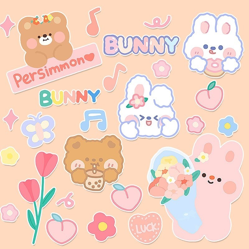 Dễ Thương Thỏ Gấu Nhỏ Hoạt Hình Miếng Dán Dễ Thương Miếng Dán Gấu Trang Trí Xe Máy Làm Đẹp Sửa Đổi Xe Máy Xe Máy Chống Thấm Nước Miếng Dán