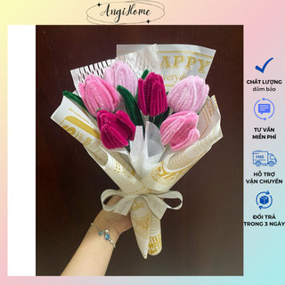Thành phẩm hoa kẽm nhung loại 1 bó sẵn 3-5 bông kèm túi làm quà tặng ý nghĩa ANGIHOME