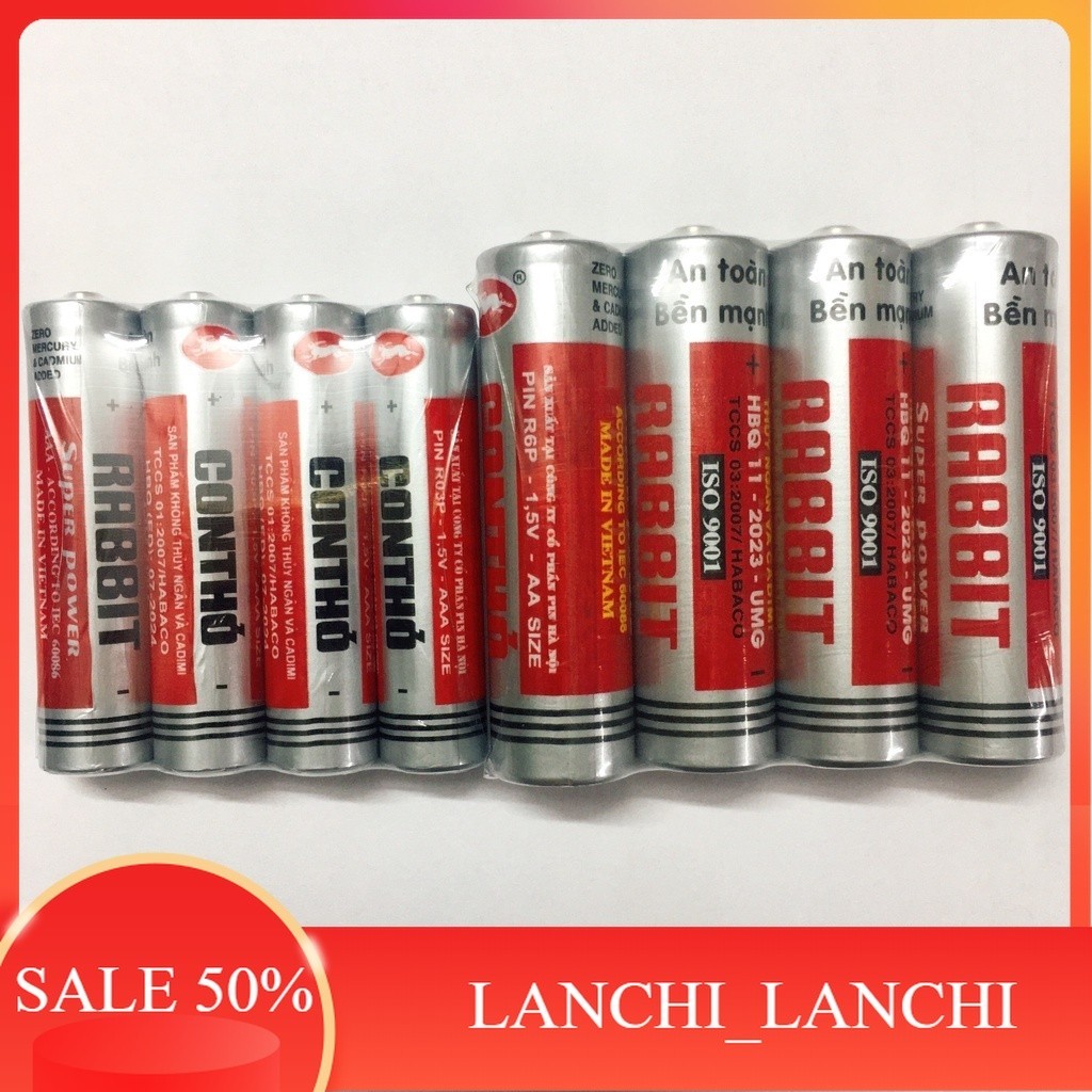 Vỉ 4 Pin con thỏ 1,5V , Pin AA lớn, Pin AAA bé, Pin tiểu, Pin đũa, lắp ...