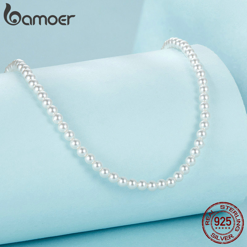 Bộ trang sức bạc Bamoer 925 Sterling Thiết kế ngọc trai Quà tặng cho nữ