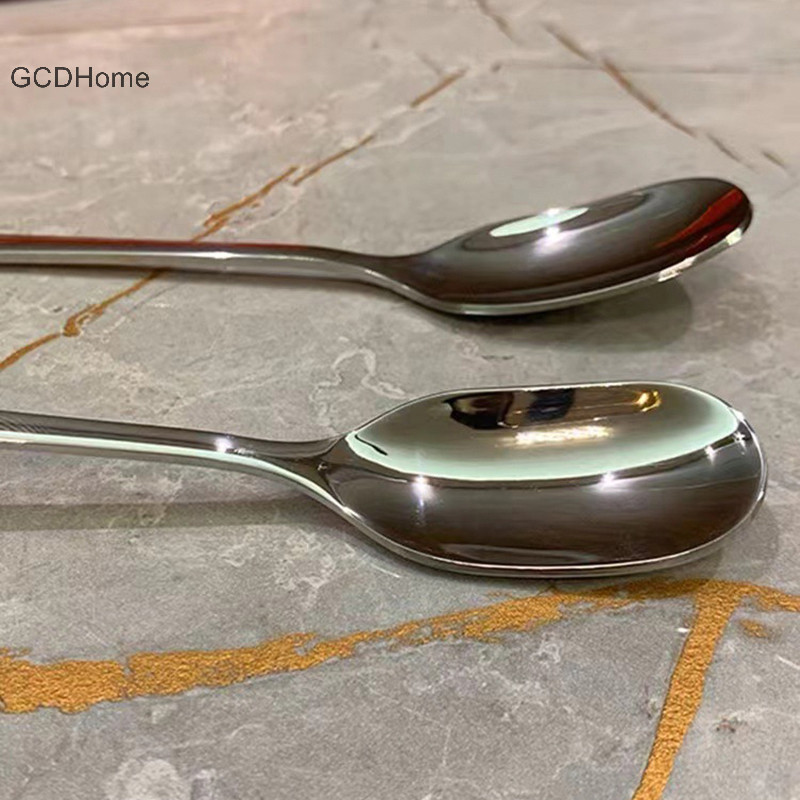 Gcdhome Thìa Inox Tay Cầm Dài Thìa Khuấy Hộ Gia Đình Thìa Gia Vị Trà Sữa Thìa Cà Phê Desseert Dụng Cụ Nhà Hàng Cung Cấp HOT