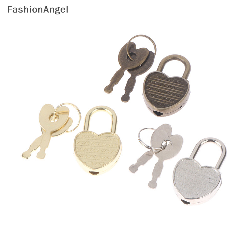 Fashionangel 1 Bộ Hình Trái Tim Ổ Khóa Hành Lý Phần Cứng Khóa W / Khóa Cho Nhật Ký Sách Hộp Trang Sức TH