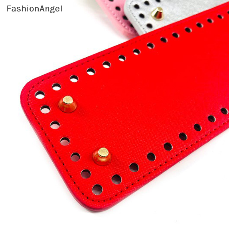 FashionAngel 8 * 20cm Handmade Hình Bầu Dục Đáy Cho Túi Dệt Kim Da Chống Mài Mòn Phụ Kiện Đáy Có Lỗ DIY Móc Túi Đáy TH