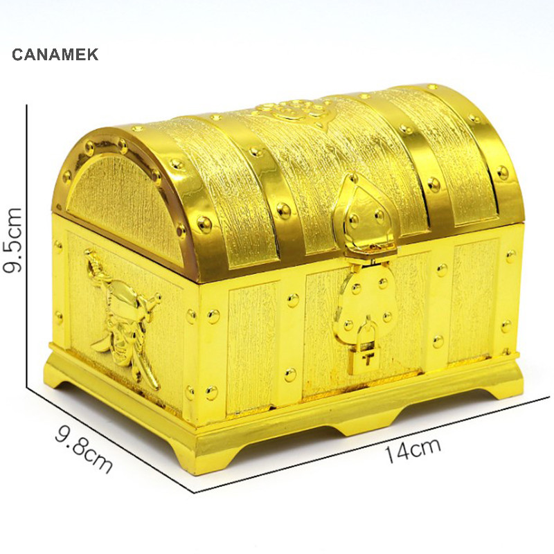 Canamek 1 Hộp Kho Báu Retro Có Khóa Đồ Chơi Cho Đảng Ủng Hộ Đạo Cụ Trang Trí Cướp Biển CSF