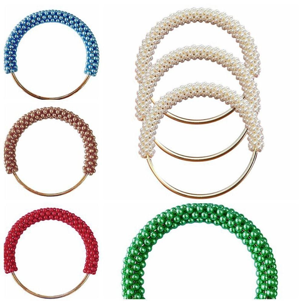 Tay cầm túi FANSIN, Nhẫn kim loại tròn tinh tế, Phụ kiện túi bện hạt đầy màu sắc DIY dành cho nữ