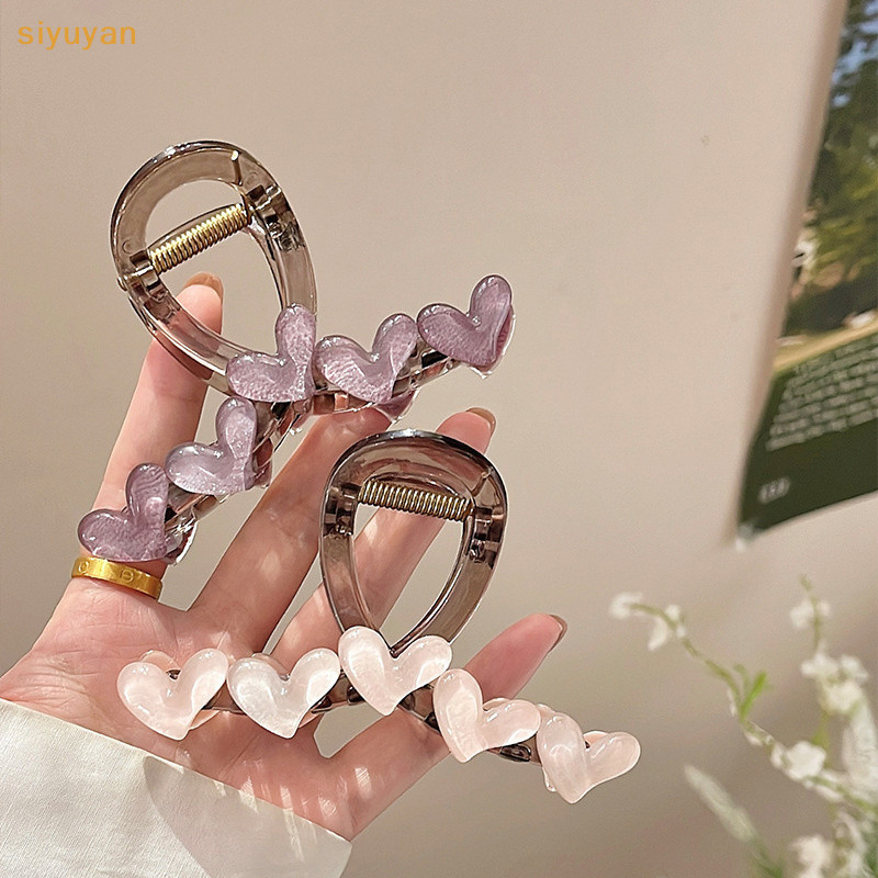 Siyuyan Mới Ngọt Ngào Trong Suốt Trái Tim Vuốt Tóc Cho Nữ Cô Gái Thanh Lịch Tình Yêu Vuốt Tóc Kẹp Tóc Thời Trang Phụ Kiện Tóc VN