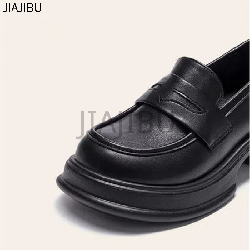 Size 35-43 Giày Da Đế Mềm Màu Đen Kiểu Anh Giày Nữ Size Lớn Korean Fashion Platform Mary Jane Shoes French Casual Beige Thick Heel Princess Doll Shoes Nhật Bản JK Đồng Phục Giày Lolita Giày Cosplay Cao Gót Chống Trơn Trượt Giày Đi Học Màu Đen