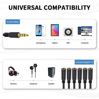 💖Cáp chia tai nghe 3,5 mm 3,5 mm 1 / 8 Inch 4 lỗ TRRS Nam Cáp Aux Tai nghe Mic Bộ chuyển đổi âm thanh