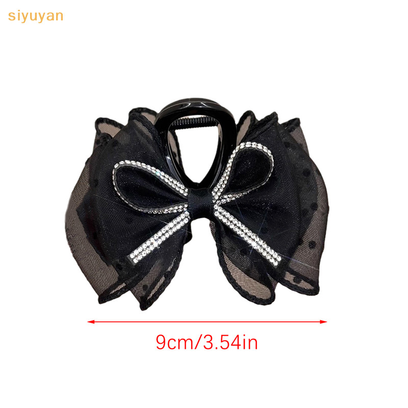 Siyuyan Thanh Lịch Lưới Nơ Kẹp Tóc Nữ Đuôi Ngựa Vuốt Kẹp Lấp Lánh Kim Cương Giả Kẹp Tóc Bé Gái Mũ Đội Đầu Phụ Kiện Tóc Quà Tặng VN