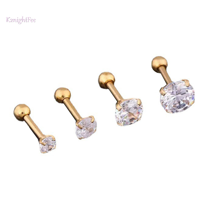 K2nightfee 1 Cái 4 Prong Bông Tai Đính Kim Cương Giả Dành Cho Nữ / Nam Tragus Sụn Tiêu Chuẩn Lobe Trang Sức Quà Tặng VN