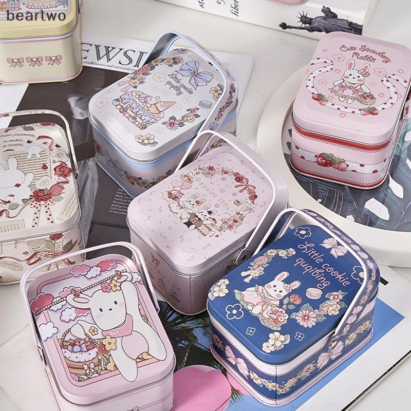 < Beartwo > 1 Túi Đựng Vali Nhỏ Vintage Hộp Kẹo Kim Loại Hộp Quà Tặng Bánh Quy Hộp Quà Tặng Đẹp