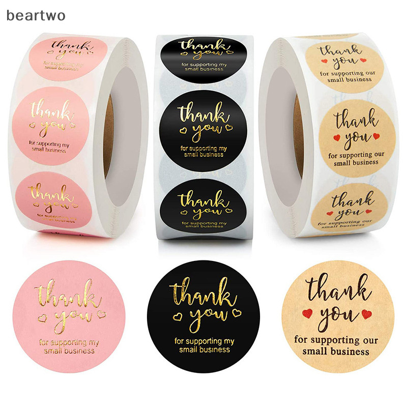 < Beartwo > 500 Chiếc Cảm Ơn Bạn Tròn Miếng Dán Sổ Lưu Niệm Thư Handmade Dán Cói Nhãn Dán Quà Tặng Đám Cưới Trang Trí Hoa Đẹp