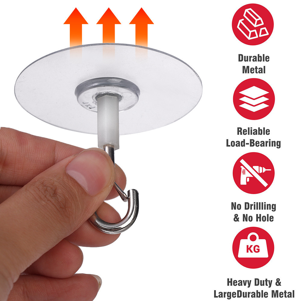 Móc trần treo - Móc lưu trữ không đục lỗ - Móc treo chậu hoa - Dụng cụ cố định chịu lực mạnh bằng kim loại - Giá đỡ đảo ngược treo trần mái nhà - Dành cho đèn lồng, đèn, đồ trang trí