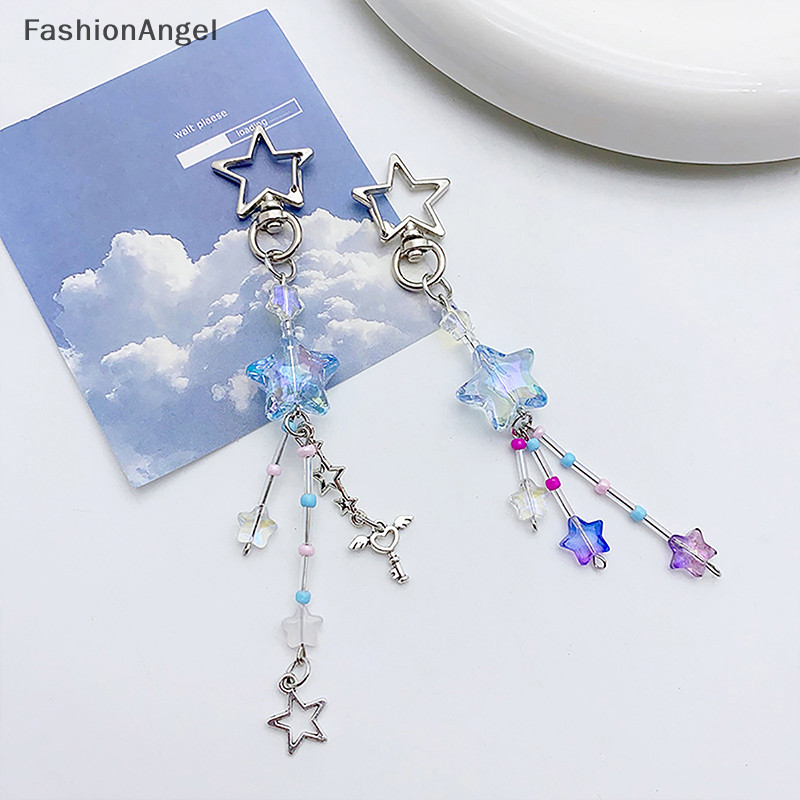 FashionAngel Ngôi Sao Ngọt Ngào Nơ Điện Thoại Ch Mặt Dây Chuyền Dễ Thương Đính Hạt Handmade Móc Khóa Dành Cho Nữ Bé Gái Túi Thời Trang Trang Trang Trí Quà Tặng TH