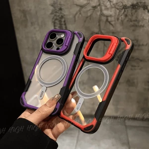 Ốp điện thoại từ tính trong suốt bốn góc siêu chống rơi sang trọng cho iPhone 15 14 13 Pro Max 15 Plus Vỏ bảo vệ ống kính máy ảnh Bao gồm tất cả Ốp lưng cứng chống sốc