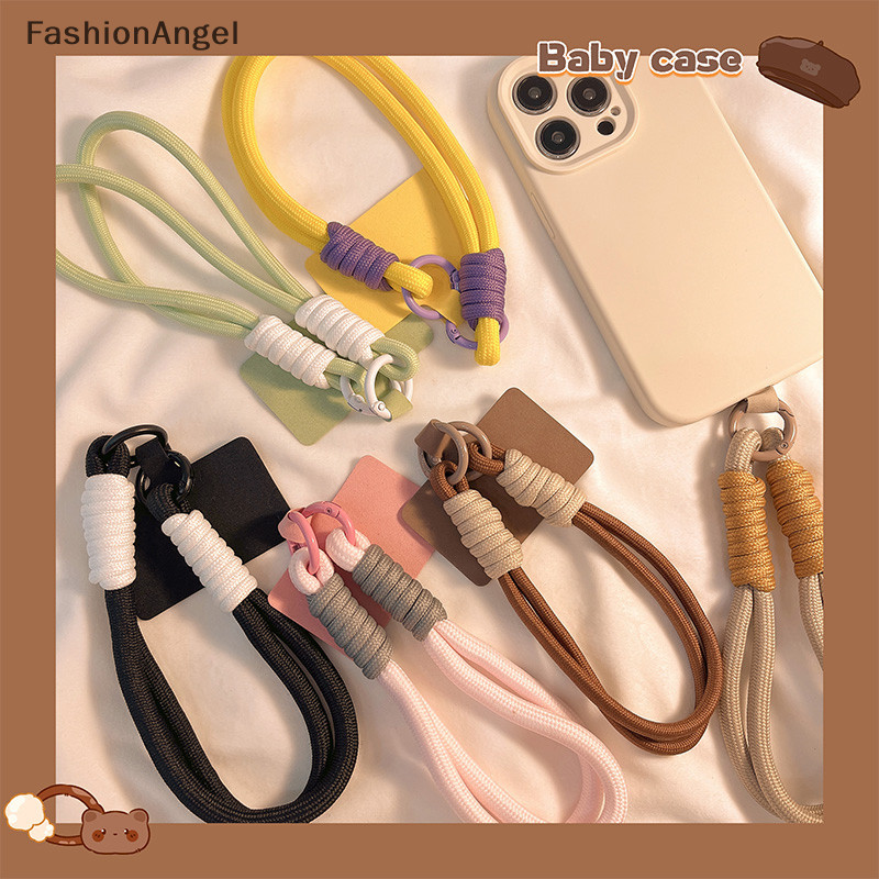 FashionAngel INS Phong Cách Bím Tóc Điện Thoại Di Động Dây Thời Trang Màu Trơn Chống Mất Cổ Tay Ngắn Dây Đeo Mặt Dây Đeo Dây W / Miếng Đệm TH