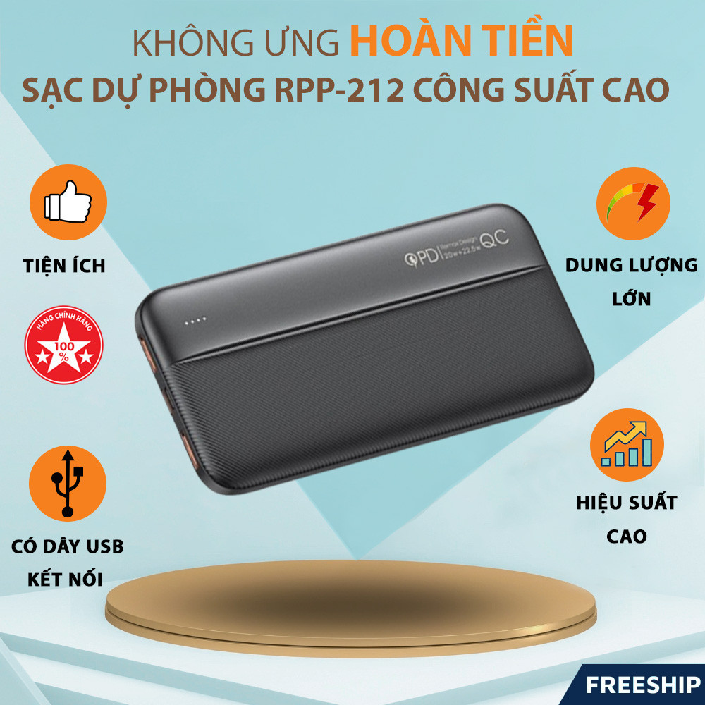 Sạc dự phòng RPP-212 10000mAh - Sạc nhanh công suất cao 22.5W - Dành ...