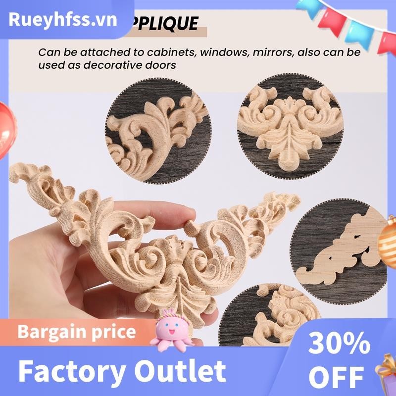 Gỗ sồi không sơn chạm khắc góc Onlay Đồ nội thất trang trí nội thất 12,5x12,5cm
