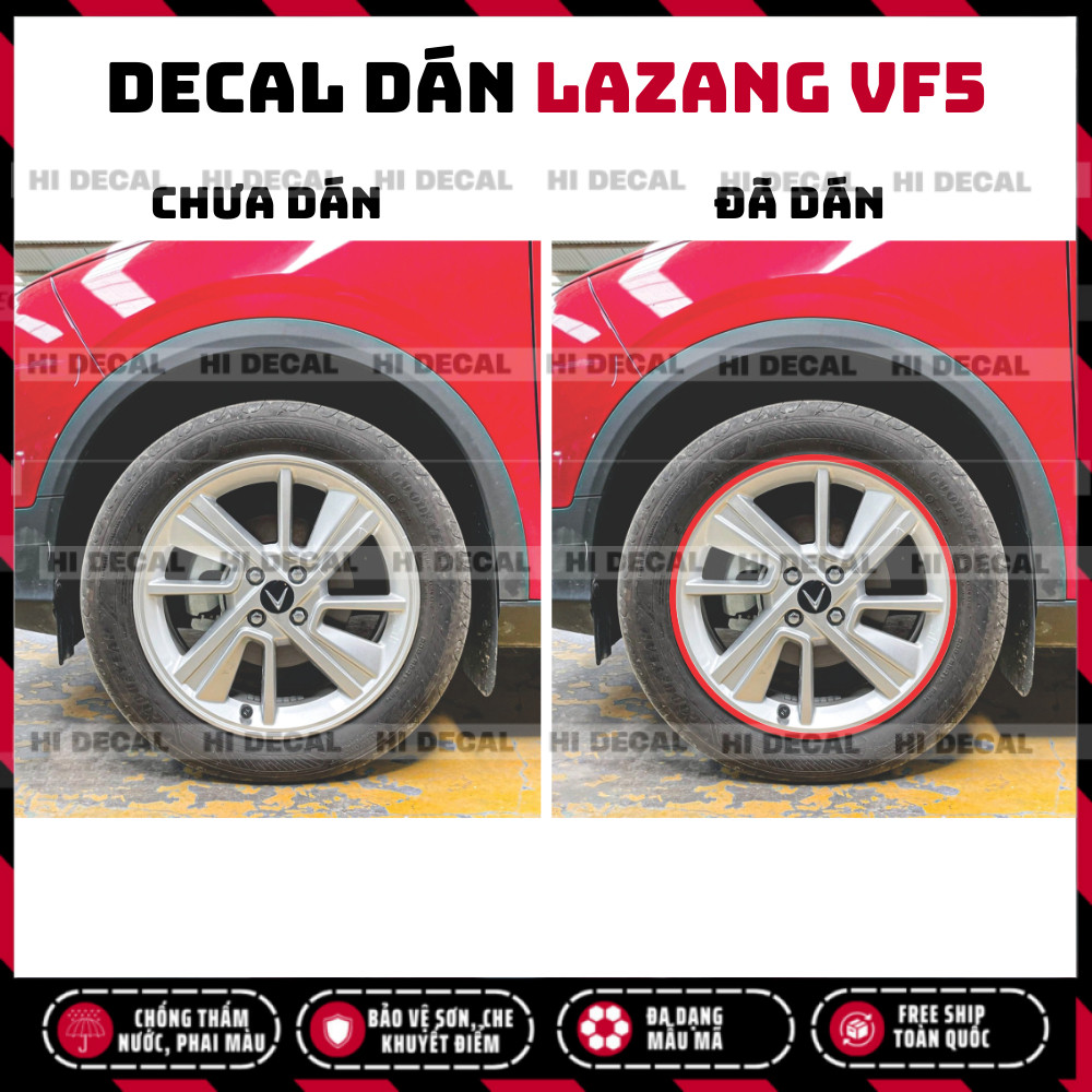 Tem mâm Vf5, decal dán mâm VF5, Tem decal dán xe trang trí tạo điểm nhấn xe, bền màu, chống nước