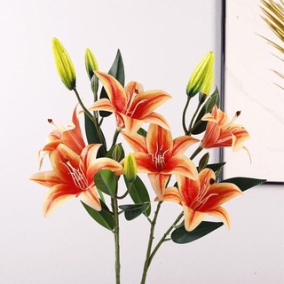 FASHIONEXPRESS Nhánh Hoa Nhân Tạo Lụa Lilium Browniii 80cm, Nhựa Thanh Lịch, Cảm Ứng Thật, Handmade, Trang Trí Văn Phòng/Nhà