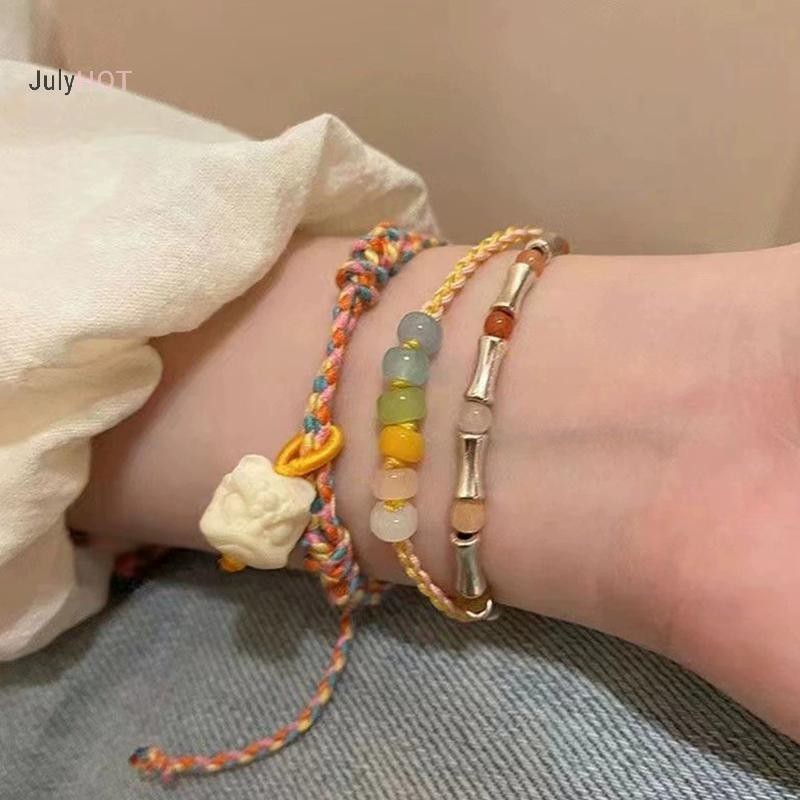 Bộ vòng tay hạt phong cách JULYHOT Boho với nhiều lớp màu sắc lớn