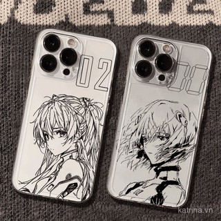 Ốp điện thoại phong cách Ayanami Rei Asuka QYJS tương thích với iPhone X XS XR XSMAX 16 15 14 13 ProMax 11 12 PRO 14 15 16 PLUS 7 8 Plus, ốp mềm trong suốt siêu mỏng JVOI