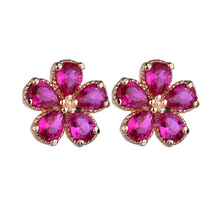 Châu Âu Mỹ ins Bông Tai Hoa Ruby Phong Cách Mới Nữ