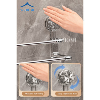 Giá Treo Khăn Nhà Tắm Cốc Hút Tường Chắc Chắn, Kệ Đựng Đồ Nhà Tắm 2 Tầng Tiện Dụng, Không Cần Khoan KNT01 - NGÓI HOME