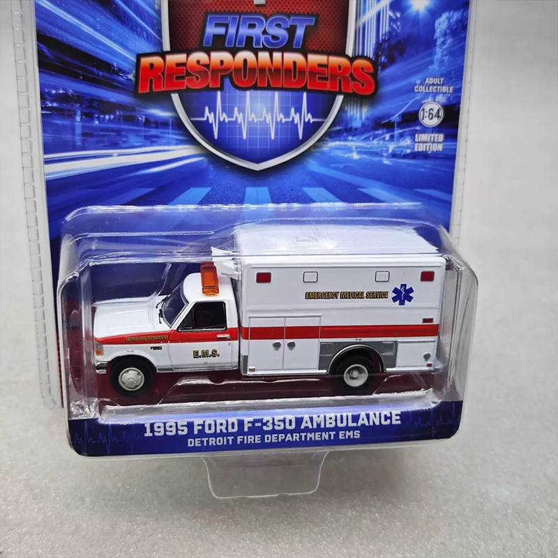 [BTF]GreenLight Xe cứu thương Ford F350 1:64 1995, mô hình xe hơi giả hợp kim, bộ sưu tập mô hình xe thật PTHC