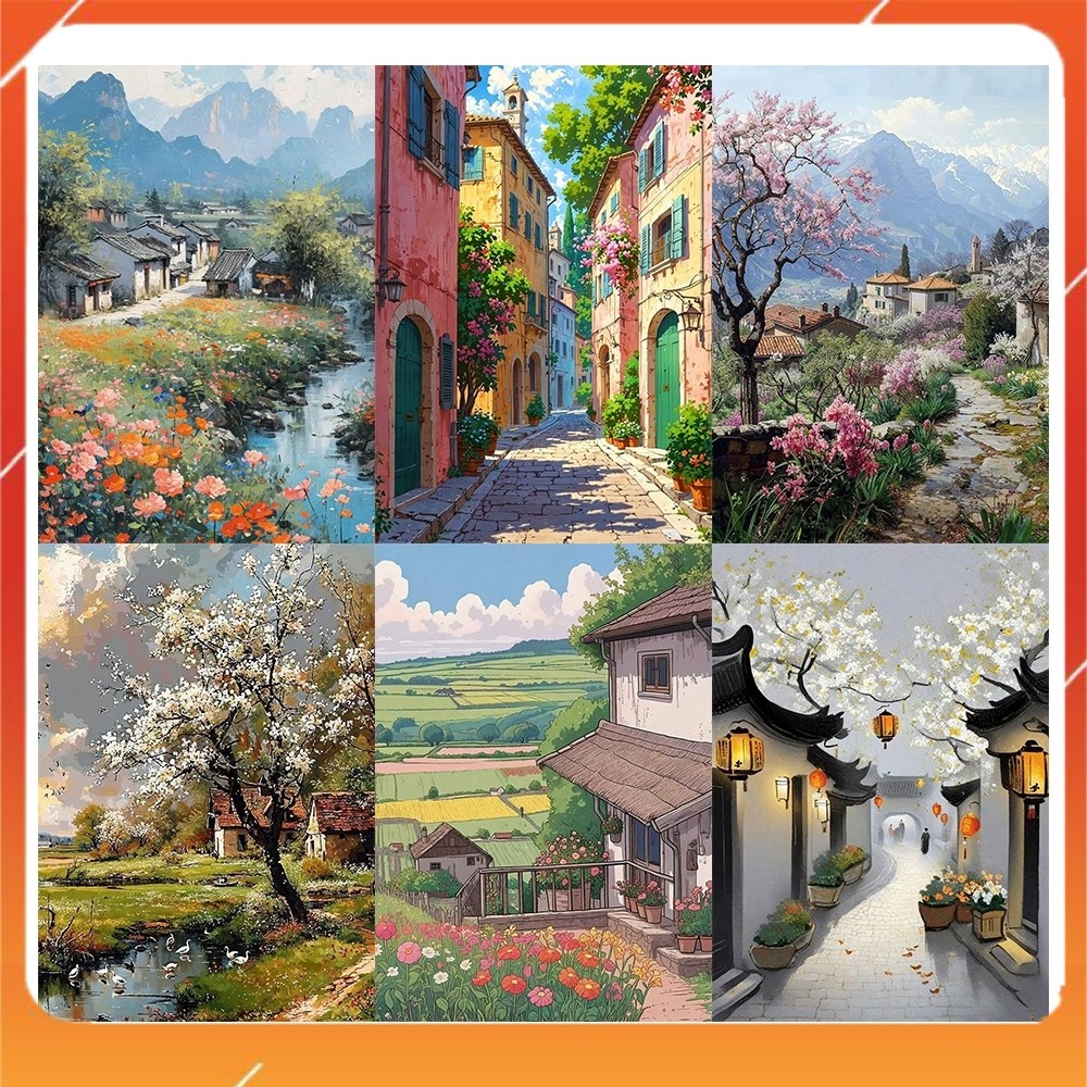 [Giấy] A5 In Màu - Set 50 Tờ Poster Giấy Dán Tường - HÌNH PHONG CẢNH MÙA XUÂN - Decor Trang Trí Nhà | MS: 111583