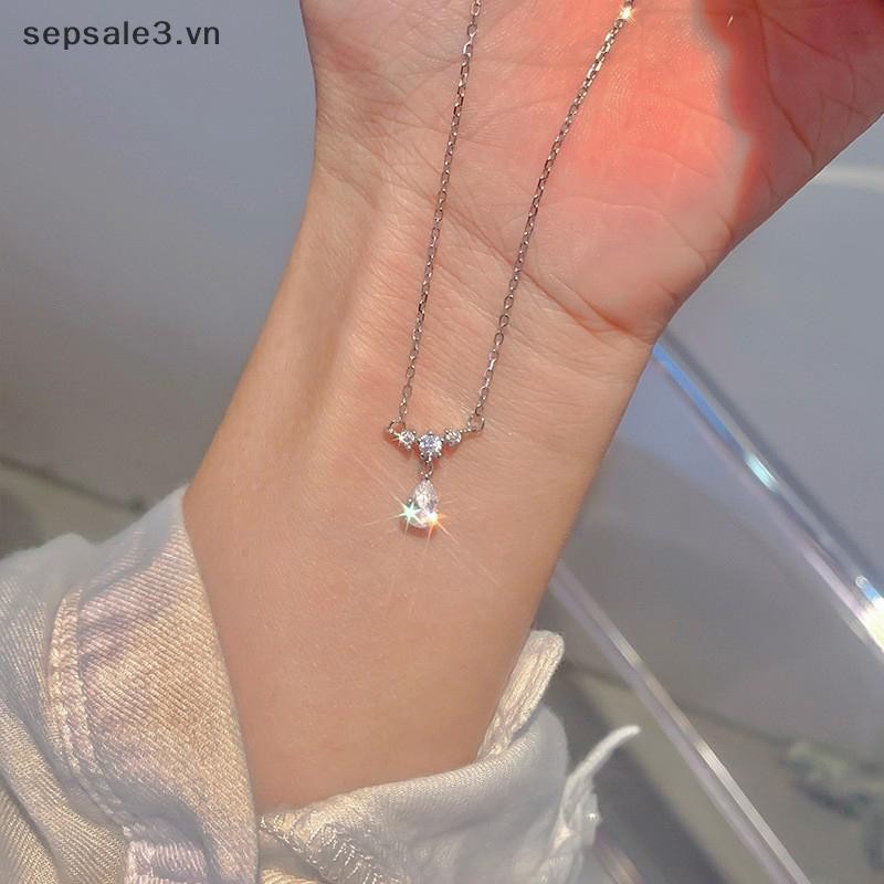 # Sepsale # Vòng cổ Zircon thời trang mới Vòng cổ mặt dây chuyền giọt nước pha lê Dây chuyền xương đòn Thiết kế đơn giản Trang sức kim cương giả nhỏ Tính khí Tiệc cưới Phụ kiện quà tặng đám cưới.