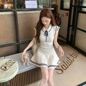 Váy đầm nữ dáng ngắn bồng xoè thiết kế tay hến chất liệu dệt kim co giãn 4 chiều XIMIMI SP285