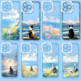 Anime Phong Cảnh Hoàng Hôn Mèo Dễ Thương Dành Cho Xiaomi Redmi Note 14 13 12 4G 13 14 Pro Plus 5G Vỏ Điện Thoại Hoạt Hình Trong Suốt Chống Sốc Camera Bảo Vệ Silicon Trong Suốt