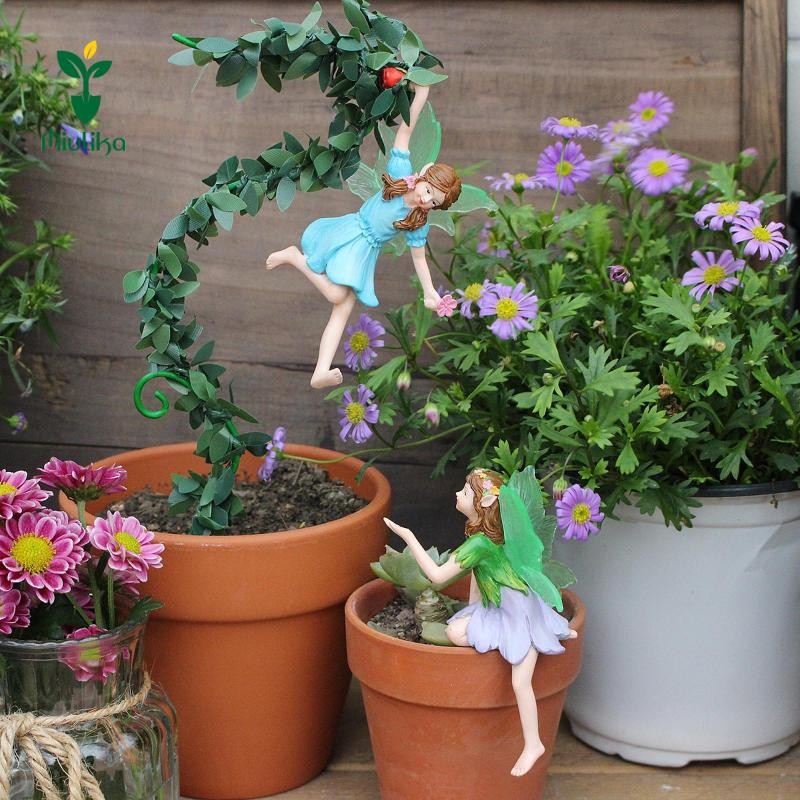 Miulika Vườn Cọc Các Bức Tượng Nhỏ Quà Tặng Lý Tưởng Đồ Trang Trí Tượng Thu Nhỏ Độc Đáo Cho Người Trồng Hoa Hiên Nhà Chậu Hoa