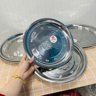 Combo 2 Khay tròn inox chùm nho có đủ cỡ dùng cho gia đình quán ăn tiện dụng  - Phương Trang