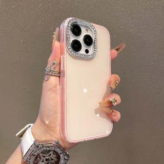 Ốp Điện Thoại Silicon 2 Trong 1 Ống Kính Kim Cương Màu Kẹo Cho iPhone 16 Pro Max 12 13 14 15 Promax Plus 11 Vỏ Điện Thoại Di Động Nữ Chống Sốc
