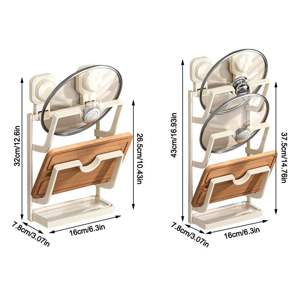 Giá đỡ nắp nồi hút YMIFI, Kệ treo tường Giá đựng nắp nồi không đục lỗ, Giá đựng đồ nhà bếp đa chức năng nhiều lớp bền bỉ cho nhà bếp