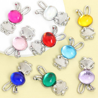 10 chiếc Bùa hợp kim thỏ dễ thương với khảm thủy tinh 9 màu, Bông tai vòng cổ sang trọng Móc khóa DIY Thắt nơ Bunny Mặt dây chuyền - Hoàn hảo cho lễ Phục sinh Trang trí treo tường tại nhà & tiệc