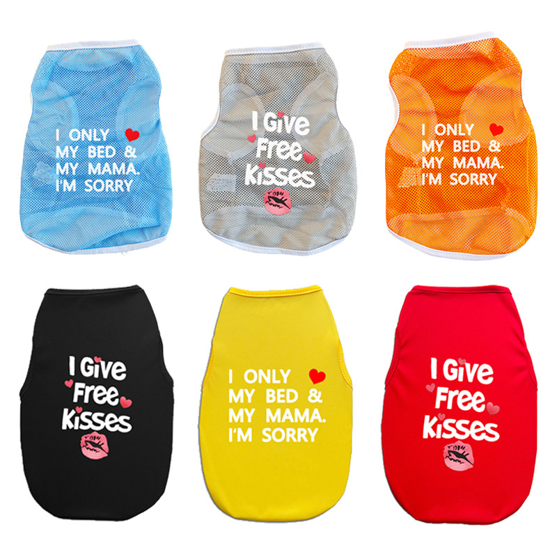 ✨ Hàng Mới Về ✨ S-2xl kiss / Love Mom quần áo chó in hình thú cưng mùa xuân hè áo vest lưới thoáng khí