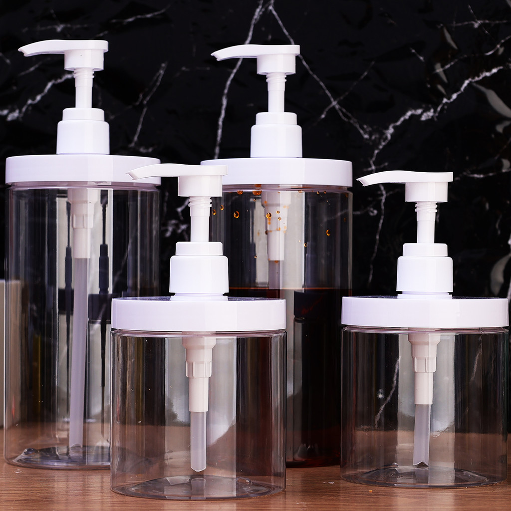[3-5 ngày đến] Chai đựng máy bơm PET 500ml-1000ml có lỗ mở lớn, Hộp đựng có thể đổ lại bền bỉ để làm kem dưỡng da dầu gội, Chai du lịch chống rò rỉ Thiết yếu trong phòng tắm
