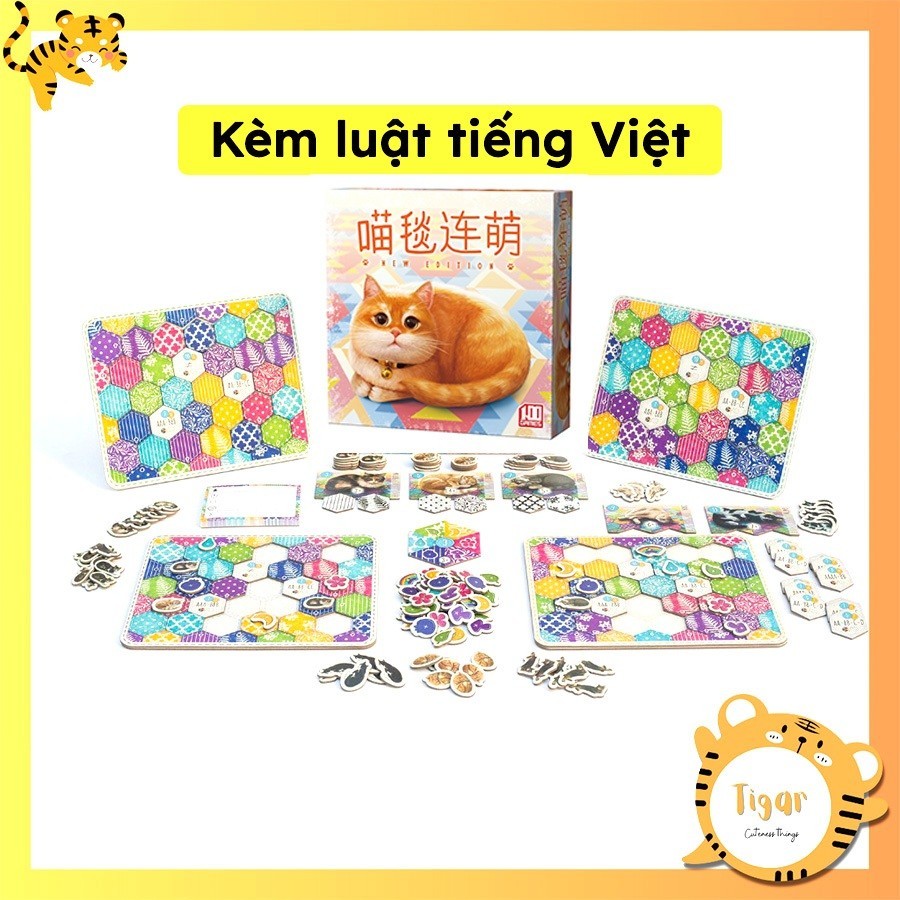 [Luật Việt] CALICO bản mới Boardgame lắp ghép thảm cho mèo Tigar