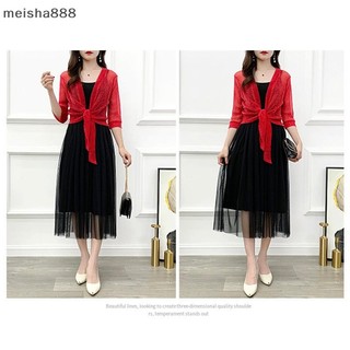 Meisha888 Áo khoác sành điệu Cardigan nửa tay phía trước Áo khoác ren nữ mỏng Áo khoác ngắn đẹp
