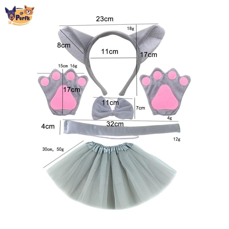 Phụ kiện trang phục sói trẻ em Tai Băng đô Paws Bow Tie Tail cho lễ hội