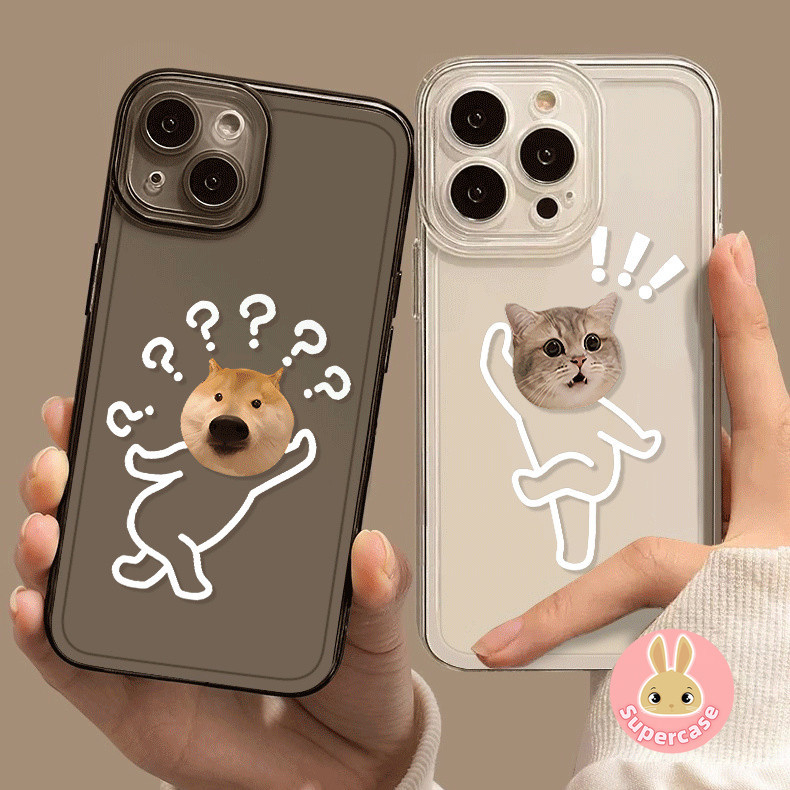 Câu hỏi vui nhộn Mark Dog cho Samsung Galaxy S24 S23 S22 S21 FE Plus Ultra S23 + S22 + S21 + S24 + Ốp điện thoại trong suốt sáng tạo