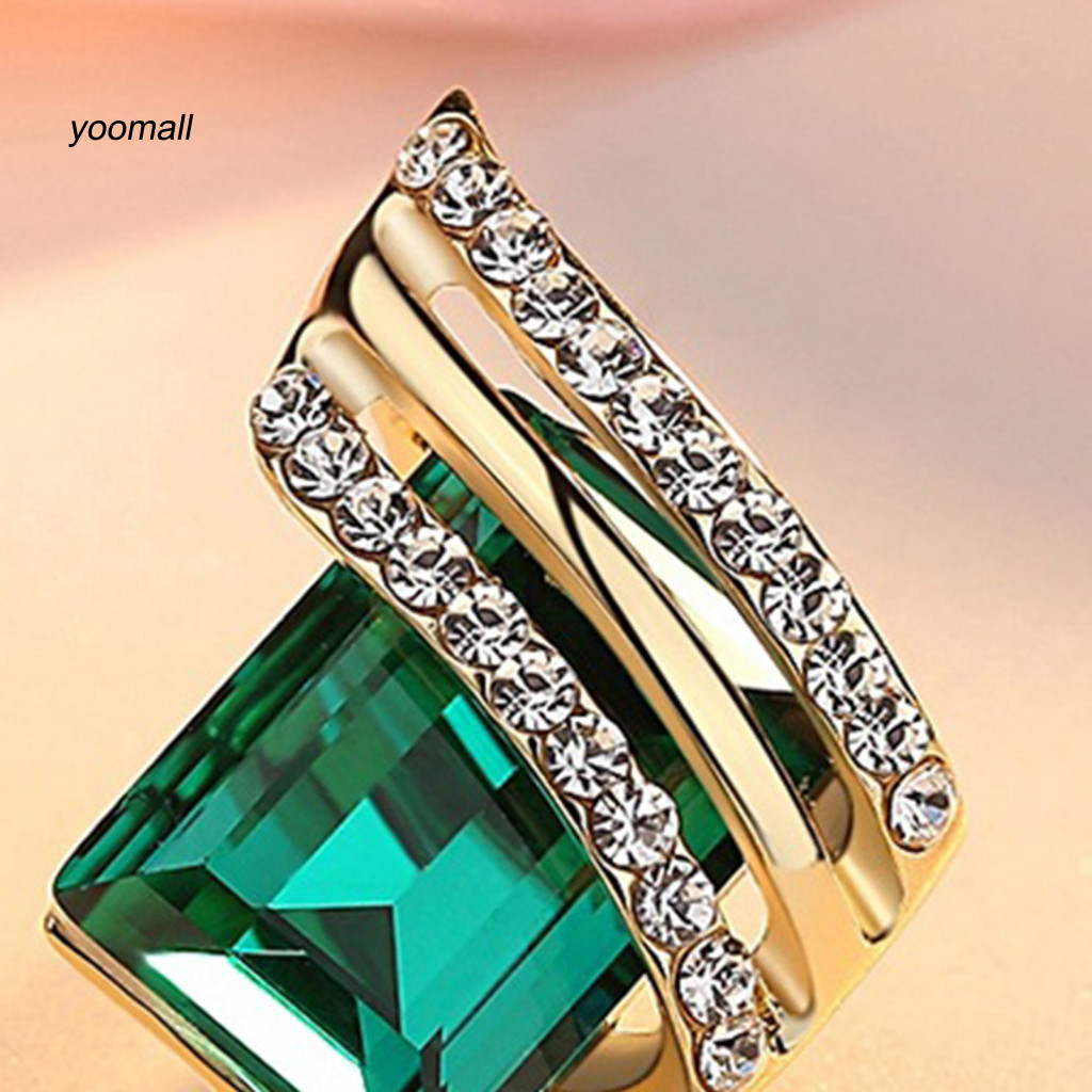 Yo / 1 Cặp Bông Tai Kim Cương Giả Hình Học Mạ Điện Sang Trọng Độ Bóng Cao Trang Trí Tai Trang Sức Giả Pha Lê Đính Hôn Bông Tai Kỷ Niệm Quà Tặng