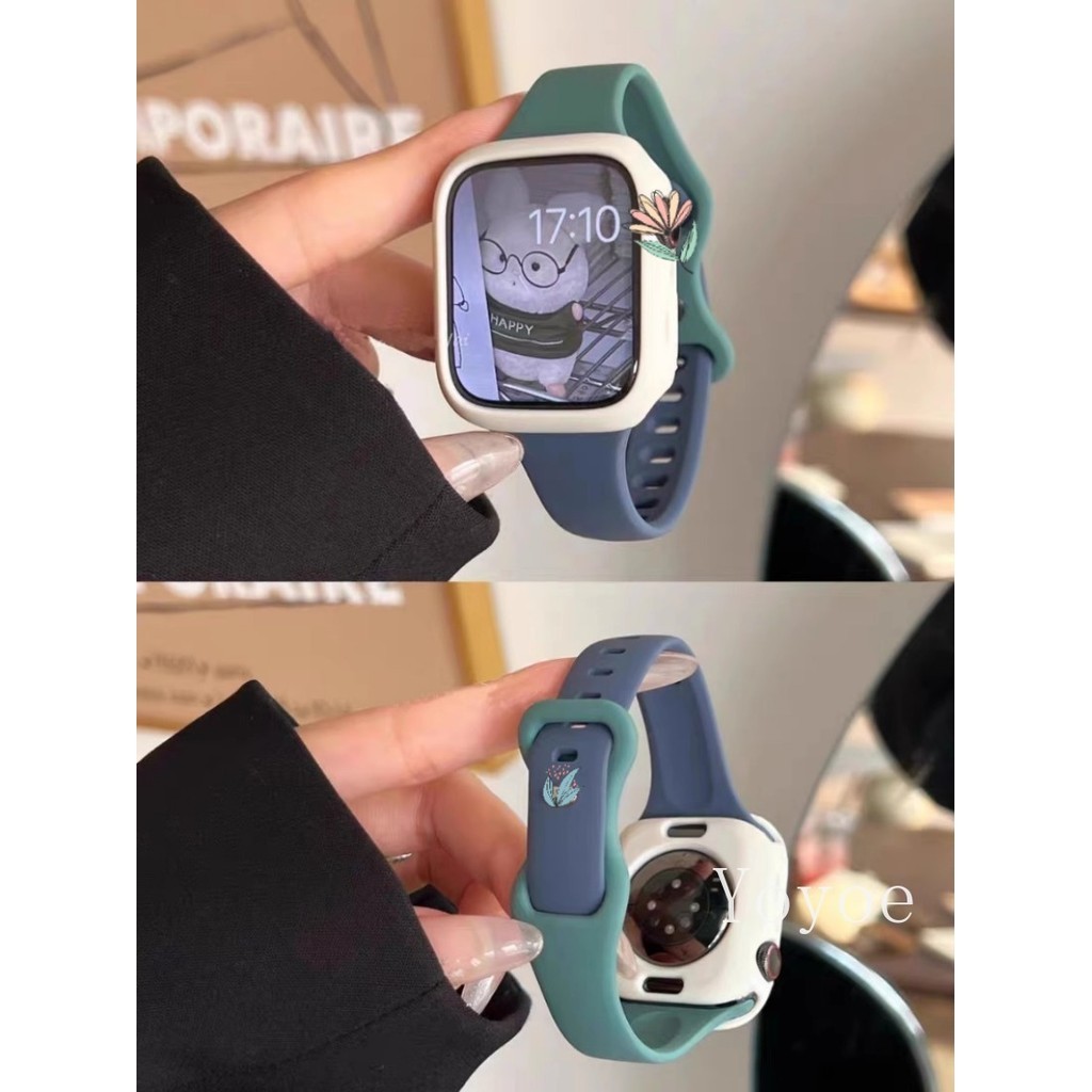 Ốp lưng màu kẹo S11 + Dây đeo S11 mềm cho Apple Watch 11 10 46MM 9 Ultra 2 49mm 44mm 40mm 45mm 41mm Band 42mm 38mm Vòng tay silicon cho iwatch Series 3 4 5 Se 6 7 8 Cover