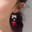 Nhẫn tai dâu tây BTF Bowknot Sweet and Delicate Fruit Eardrops Thủ công