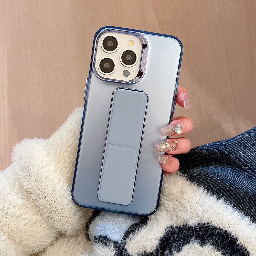 Nhiều Màu Mạ Gấp Giá Đỡ Ốp Lưng Điện Thoại iPhone 17 Pro Max 16 Plus 15 14 13 12 11 Pro Max Bảo Vệ Toàn Diện Chống Sốc Bảo Vệ Vỏ Acrylic