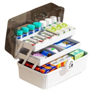 Hộp đựng thuốc JKDESIGN, Hộp đựng đồ trang sức bằng nhựa dung tích lớn, Hộp đựng thuốc di động nhiều lớp có thể gập lại Hộ gia đình